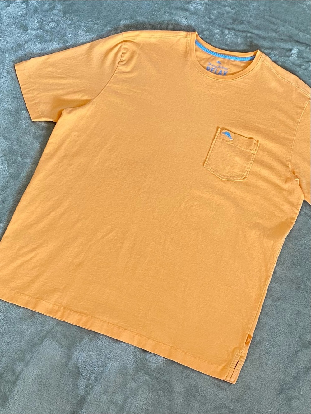 Tommy Bahama Relax Orange Pocket Tee Beach Coastal Casual Cotton Shirt L